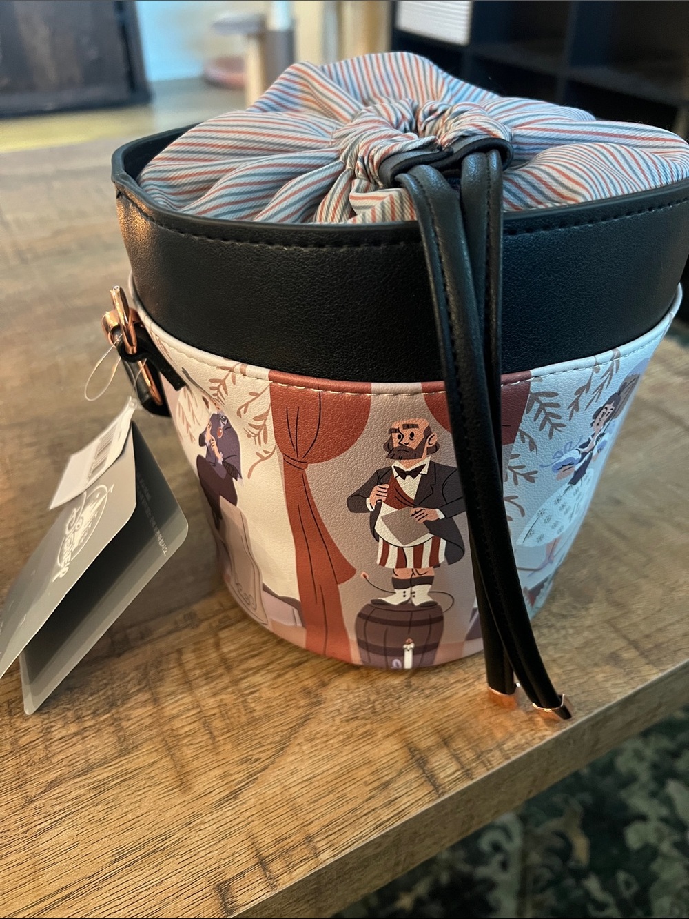 Disney Haunted Mansion Themed Crossbody Bucket Bag in Black and Blush - Picture 2 of 2